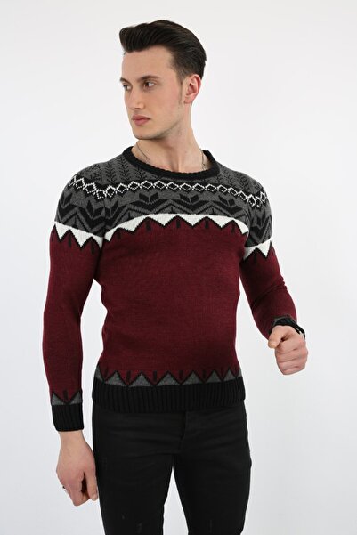 buğrahayalin Patterned Thick Winter Men's Casual Knit Sweater