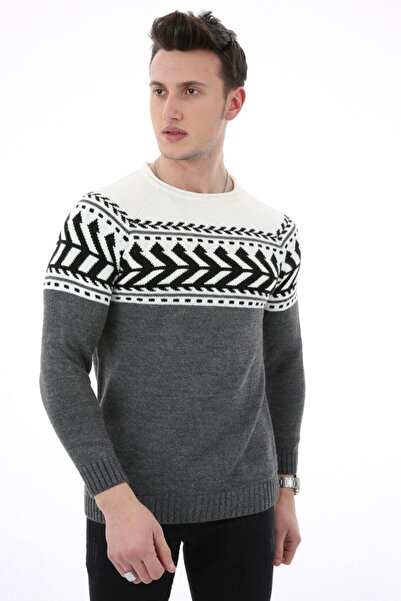 buğrahayalin Patterned Thick Winter Men's Casual Knit Sweater
