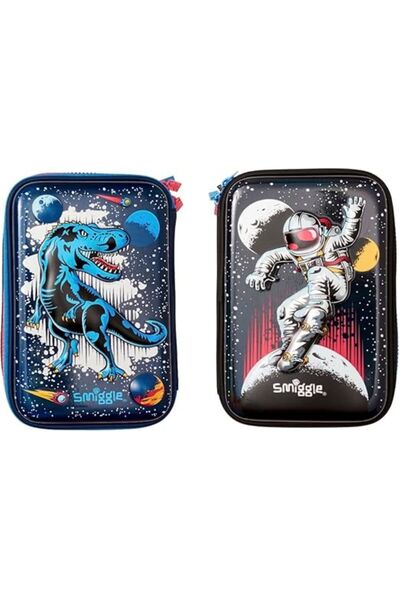 SMIGGLE Triple Hardtop Double-Sided Embossed Pencil Case, Moonlight / Black, ...