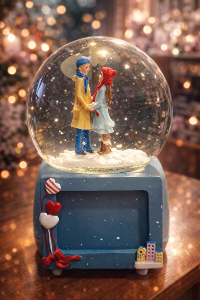 happyevents Sesli ve Işıklı Fotoğraf Çerçeveli Kar Küresi – Büyük Boy+Püskürt...