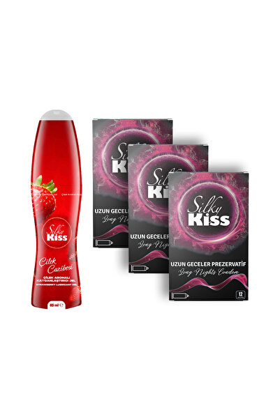 Silky Kiss Aromalı Gece Paketi 2 – Çilek Kayganlaştırıcı Jel ve 3 Kutu Uzun G...
