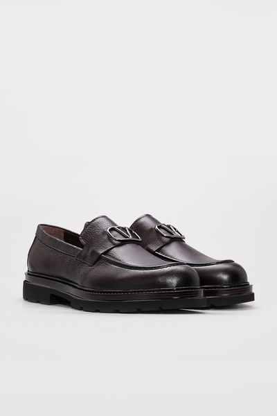 TUGERDİ Brown Genuine Leather Buckle Eva Sole Men's Classic Shoes Tg09943131635