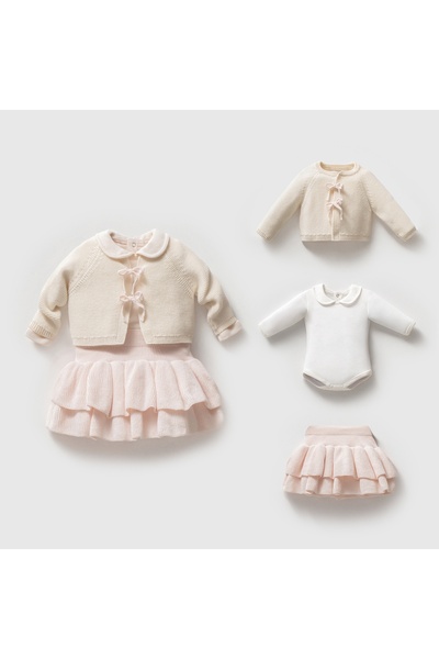 Nipperland Linksli Hırkalı Etekli 3lü Triko Set