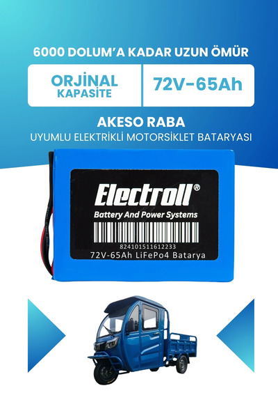 ELECTROLL Akeso Raba Uyumlu Batarya (Standart Kapasite) LiFePO4 72V 65Ah Elek...