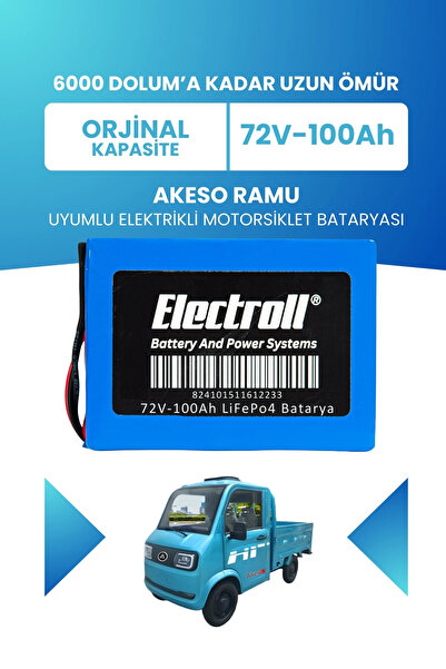 ELECTROLL Akeso Ramu Uyumlu Batarya (Standart Kapasite) LiFePO4 72V 100Ah Ele...
