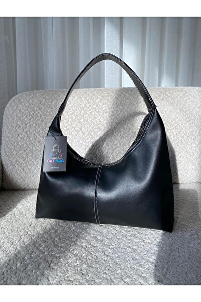 ÇANTA Cat Bag Stitching Detail Black Soft Hand / Shoulder