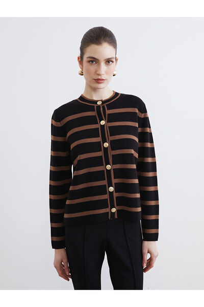 LC Waikiki Rmz Gi̇yi̇m Farkiyla Zero Roba Collar Striped Women's Knitwear Car...