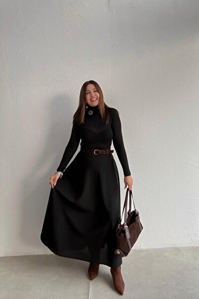 ELVAN TOLON Black Midi Skirt