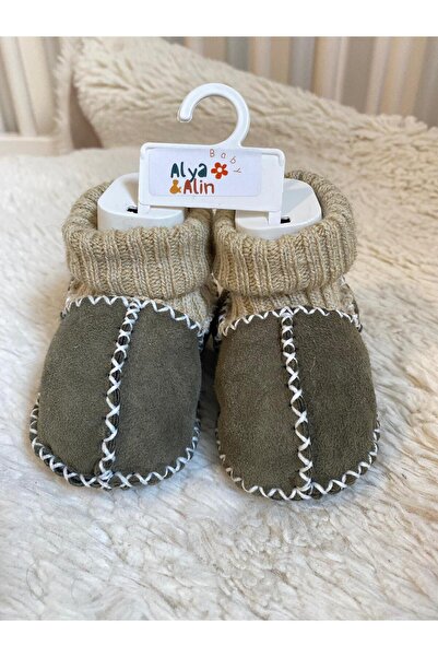 Alya&Alin Baby Organik Doğal Kuzu Derisi Bebek Patiği