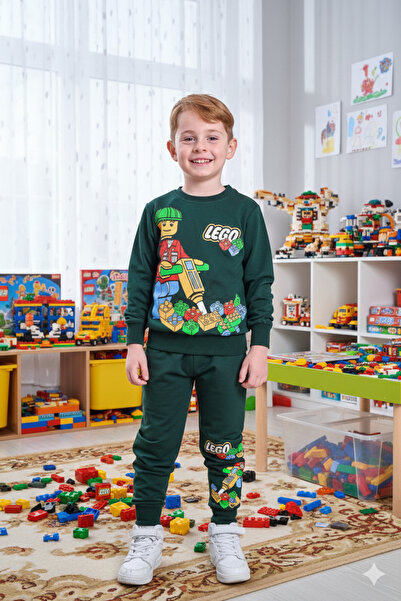 ALYAKİDS Boy's character print two-piece set in two-thread combed cotton