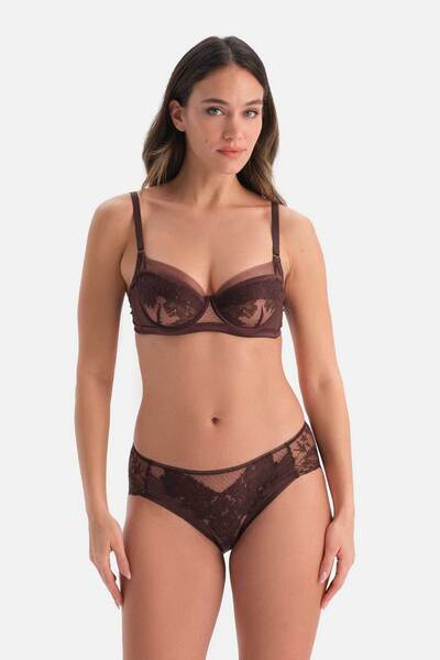 Dagi Brown Lace Brazilian Panties