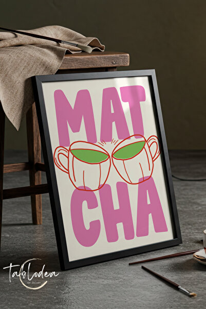 tablodea Poster înrămat cu model Matcha Minimal Cup, decor de bucătărie, tabl...