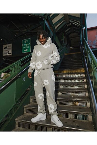 Veloria High Quality Unisex Tracksuit Set with Floral Pattern Embossed Detail