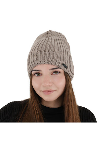 OEM Soletta women's winter hat, dark beige, with merino wool, Universal size ...