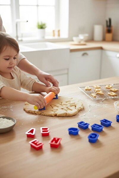 BYCEGU 90124 HARF ŞEKİLLERİ BİR ADET MERDANE VE OYUNCAK HAMUR KALIPLARI SETİ