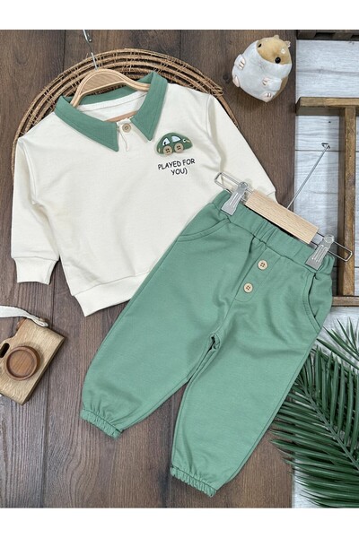 my petit panda Oversized Large Size 2-Piece Baby Boy Set with Polo Collar Toy