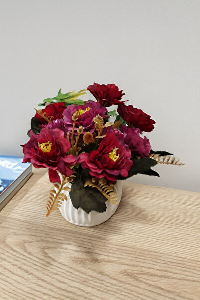 SAKLI ATÖLYEM Dekoratif Mermertozu Vazoda Renkli Yapay Çiçek Aranjmanı – Şık ...