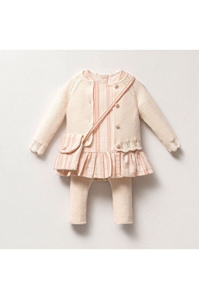 Nipperland Çantalı Keten Elbiseli 4lü Triko Set