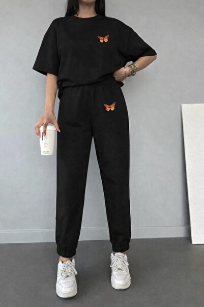 zeag SET DE TRICOU ȘI PANTALONI DE TRENING MINIMAL CU IMPRIMEU FLUTURI PENTRU...