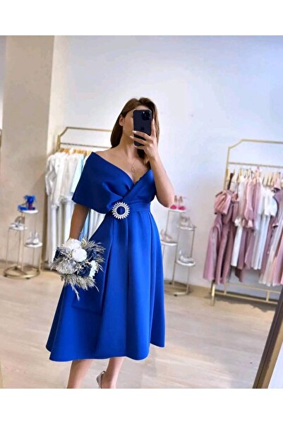 Fashionhaine.ro Elegant Dress with Bardot Neckline and Highlighted Waist