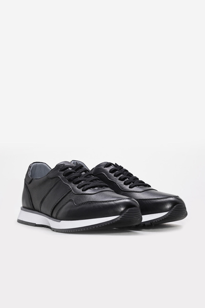 TUGERDİ Black Inside and Outside Genuine Leather Thermo Sole Lace-Up Men's Sp...