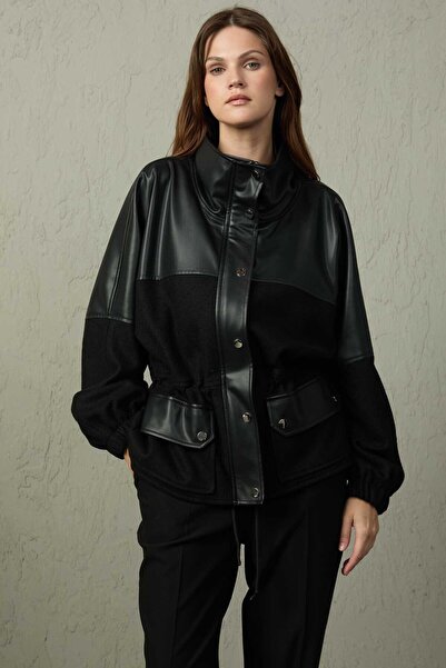 centilmen Mezzura Leather Detailed Coat 1635