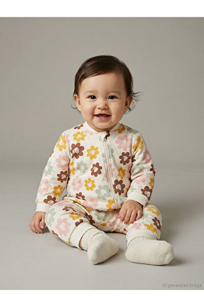 LC Waikiki Lcw Baby Beige 1.6 Tog Crew Neck Long Sleeve Floral Pattern Baby G...