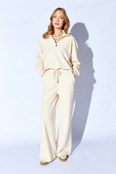 Manche Set de pantaloni Swea tricou cu jumătate de fermoar și detaliu cu șnur...