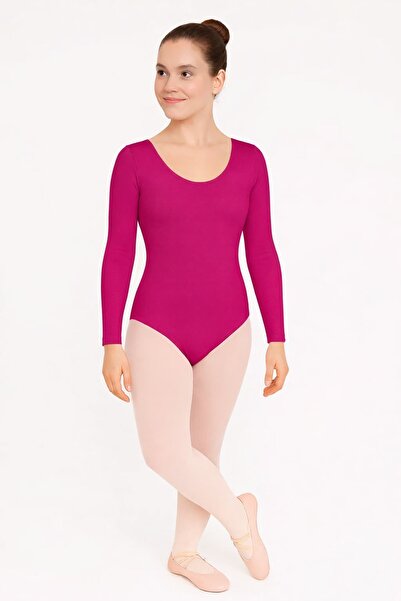 Ada Kostüm Tasarım Fuchsia Long Sleeve Ballet Leotard-Adult
