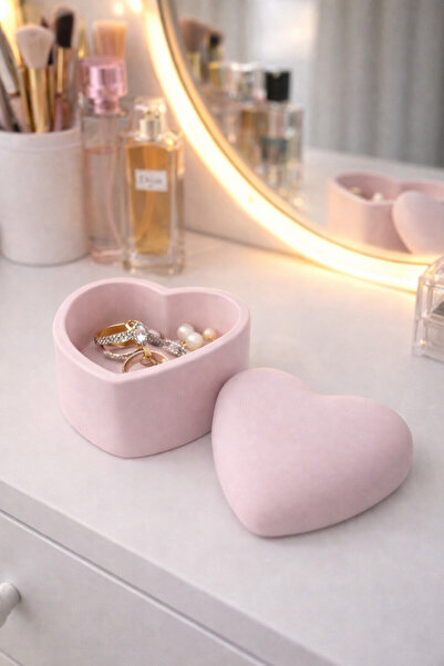 Homesinti Kapaklı Kalp Kase Takı Saklama Kutusu Makyaj Masası Organizeri Taş ...