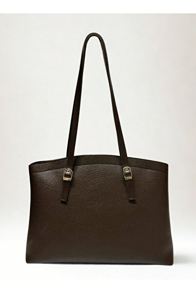 fular & bags Women's Large Size Double Handle Brown Shoulder and Shoulder Bag