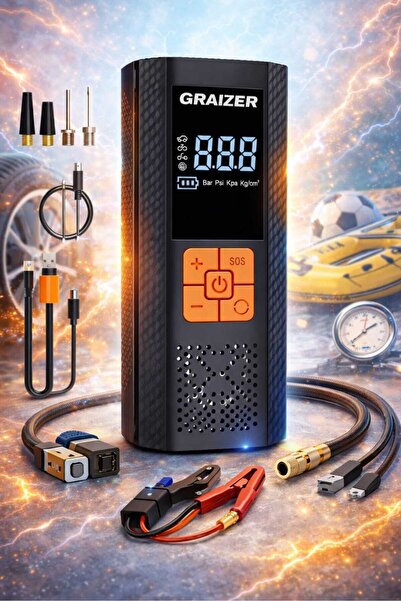 Graizer 150 Psi S12000 Mah Akü Takviye Cihazi Lastik Şişirme Hava Kompresörü ...