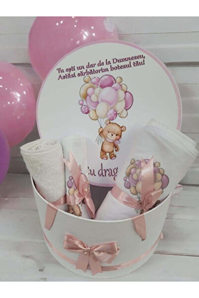 OBSIDION Σετ botez JOY - trusou cutie - roz pudra Teddy