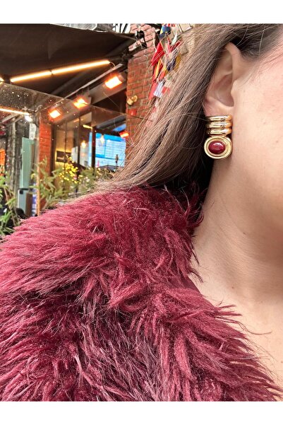 Asteria Jewelry Burgundy Enamel Vintage Earrings