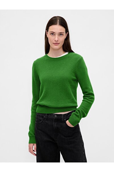 GAP Kadın Yeşil CashSoft Bisiklet Yaka Kazak