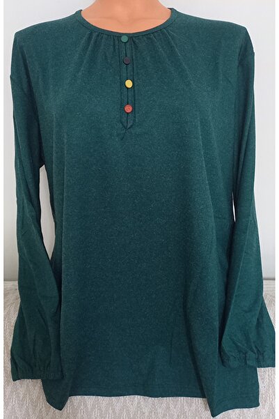 Anne Er Clothing Winter Oversized Cotton Blouse Long Sleeve Crew Neck Elastic...