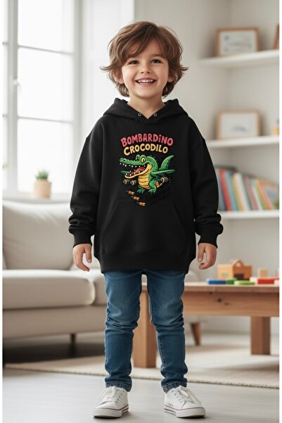 Tiny and Co Unisex 100% Cotton Bombardino Crocodilo Printed Children's Hooded...