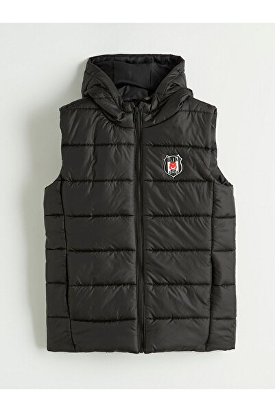 LC Waikiki LCW Kids Black Beşiktaş cu imprimeu Băiat geacă cu puf vestă