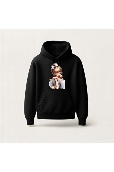 Ada Kostüm Tasarım سويت شيرت بقلنسوة بتصميم راقصة الباليه الحلوة مطبوع