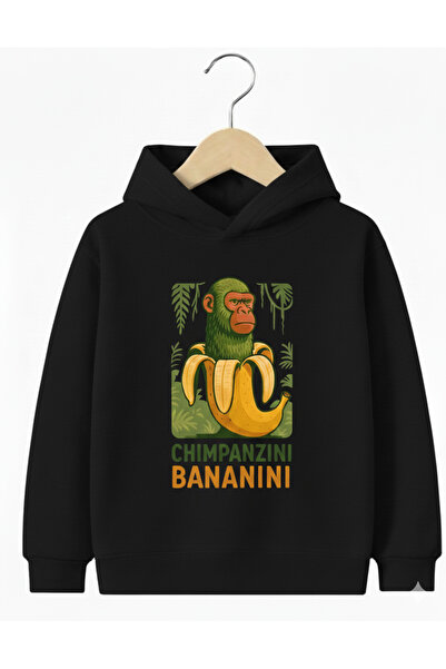 Tiny and Co Unisex 100% Cotton Chimpanzee Banana Printed Children Hooded Swea...