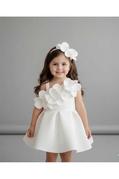 kokosh _ kidss burcu sapmaz Girls' White Pearl Orchid Dress Special Occasion ...