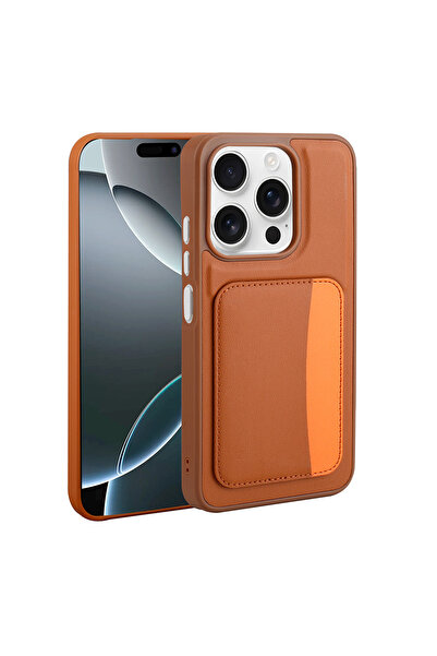 Kılıfist iPhone 15 Case with Card Holder Klfs X-Card Silicone Cover - Brown