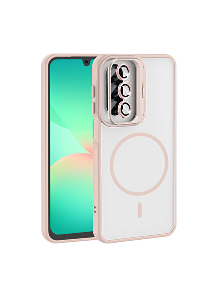Kılıfist Galaxy A17 Case Klfs Etro Cover with Stand and Camera Lens Gift - Pink