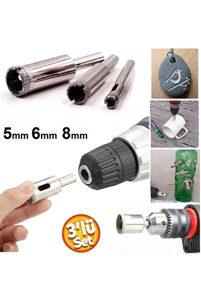 Depolife Cam Fayans Delme Mermer Granit Yuvarlak Delik Açma Panç 3 parça (5mm...