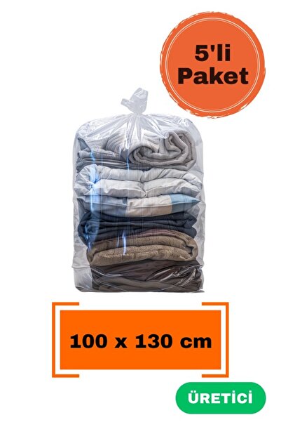 Truva Plastik 5 Adet 100x130 Kalın Taşıma Poşeti Kokusuz Taşınma Torbası Nayl...