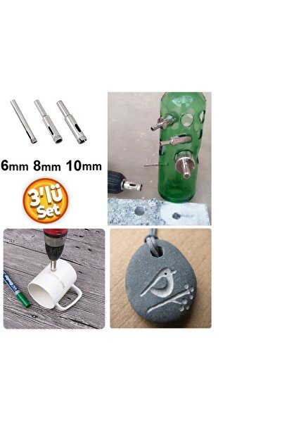 Depolife Cam Fayans Delme Mermer Granit Yuvarlak Delik Açma Panç 3 parça (6mm...