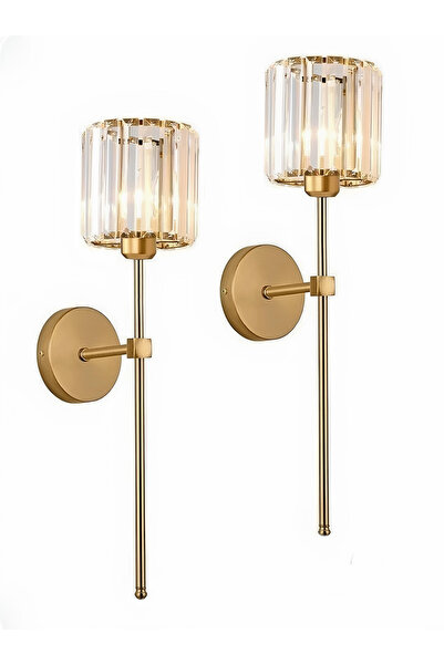 burenze Modern Tasarım Kristal Taşlı Aplik Kablolu Elektrikle Çalışır Eskitme Gold Sarı