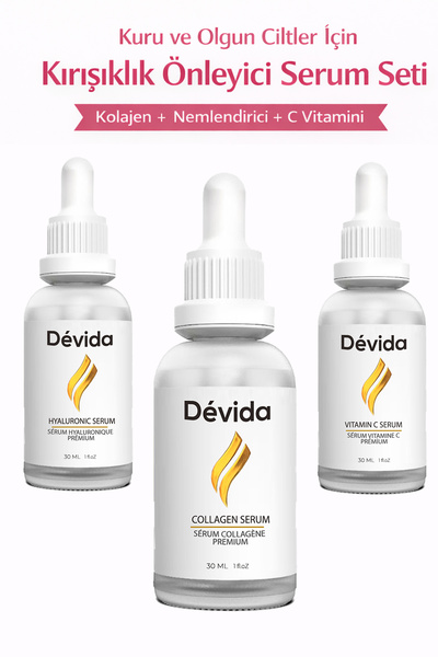 Devida Kuru ve Olgun Ciltler İçin Kırışıklık Önleyici 3'lü Set Kolajen+Nemlen...
