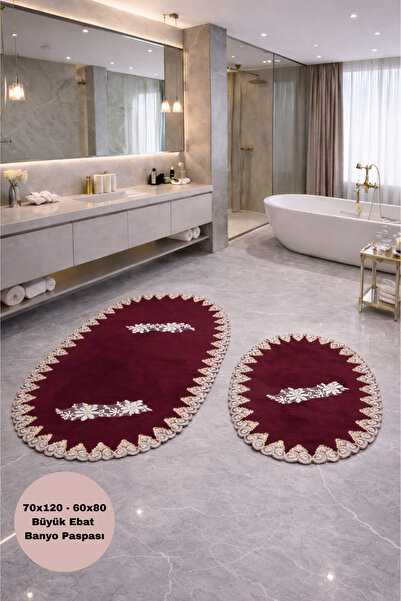 Bestekar Alvessa Bordo Fransız Dantelli Güpürlü Yumuşak Yüzeyli Deri Kaymaz T...