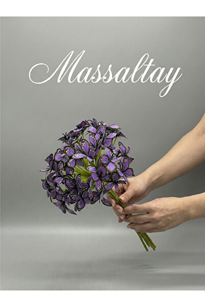 Massaltay زهرة فراشة اصطناعية فاخرة - زهرة اصطناعية فاخرة للديكور المنزلي وال...